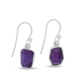 Natural Amethyst Hook Earring 925 Sterling Silver Jewelry